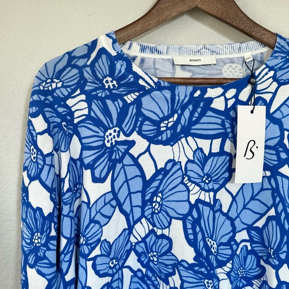 BONITA NWT RARE XXL Floral Fine Knit Pullover Sweater • Germany Exclusive - Picture 2 of 12